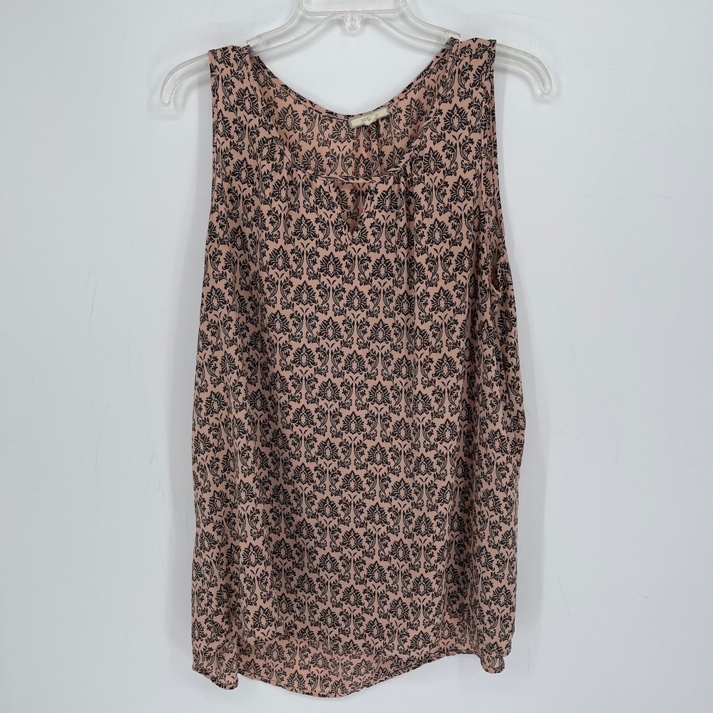 Pleione Women's Pink Damask Sleeveless Keyhole Office Blouse Tank Top Size XL